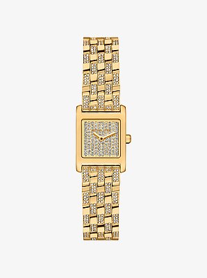 Micro Georgie Pav&eacute; Gold-Tone Watch