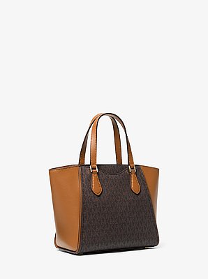 Taryn Small Signature Logo and Leather Convertible Crossbody Bag