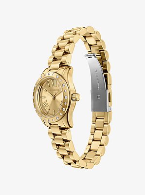 Petite Lexington Pav&eacute; Gold Watch and Heart Bracelet Gift Set