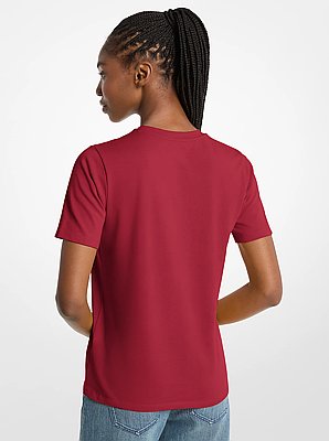 Camiseta de punto de algod&oacute;n org&aacute;nico con logotipo con tachuelas