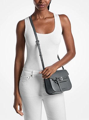 Emilia Small Pebbled Leather Saddle Crossbody Bag