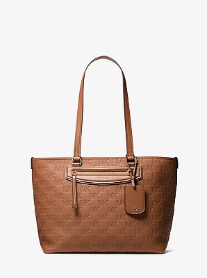 Jet Set Travel Medium Logo Embossed Leather Tote Bag