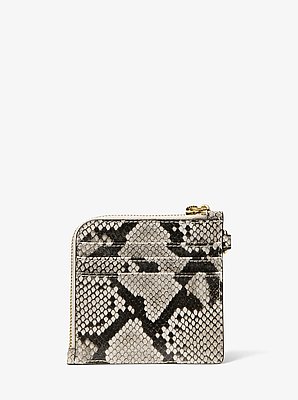Portefeuille Jet Set Travel de taille moyenne gaufr&eacute; &agrave; motif de serpent avec cha&icirc;ne