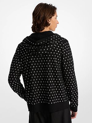 Sudadera con capucha de lana con cremallera y ojales