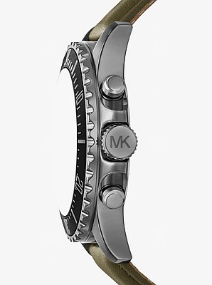 Reloj Everest oversize en tono plomizo con correa de piel