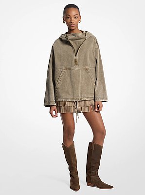 Popover-jack van geverfde denim