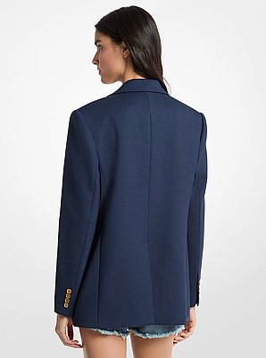 Oversized Stretch Wool Blend Twill Blazer