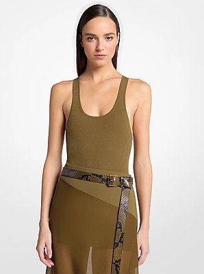 Ribbed Stretch Viscose Bodysuit