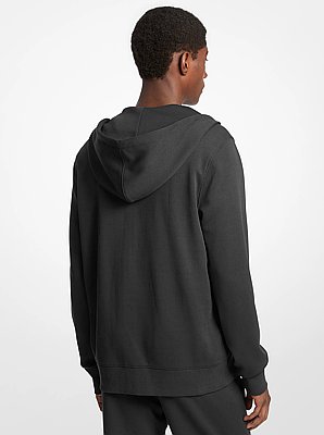 Hoody van katoenmix met rits