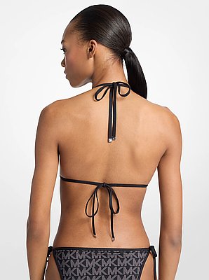 Haut de bikini triangle &agrave; logo r&eacute;versible