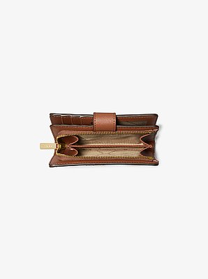 Cartera mediana de piel de grano cruzado