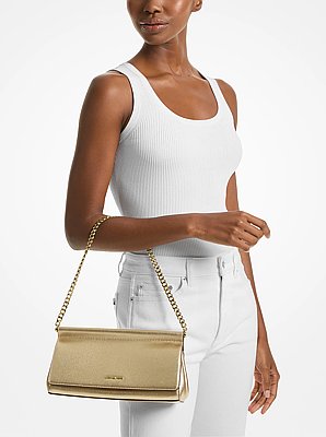 Carmine Medium Metallic Pebbled Leather Pochette