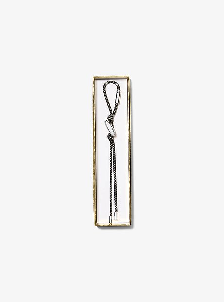 Initial Silver-Tone and Speckled Cord Bag Charm