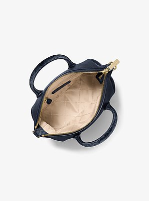 Henkeltasche Hyde Small aus gekrispeltem Material und Signature-Logostoff