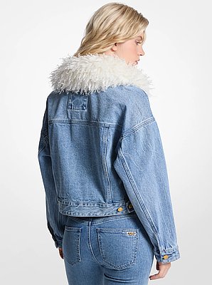 Faux Fur Collar Denim Jacket
