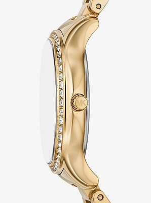 Mini Sage Pav&eacute; Gold-Tone Watch