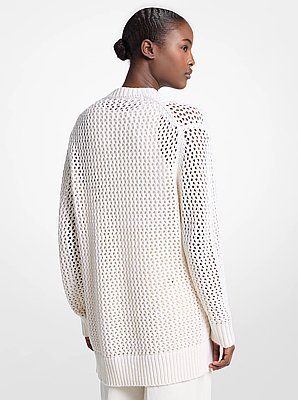 Hand-Crocheted Cotton and Cashmere Cardigan