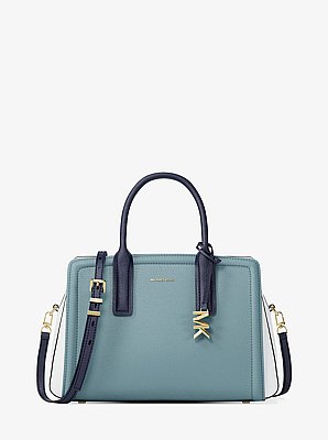 Laila Medium Color-Block Pebbled Leather Satchel