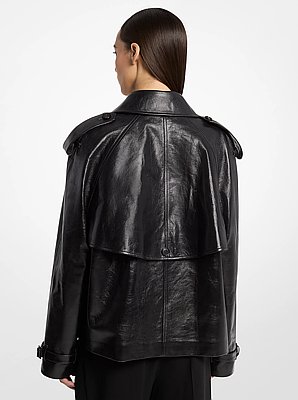 Gabardina corta de piel oversize