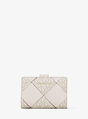 Jet Set Travel Medium Woven Signature Logo Wallet