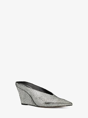 Xandra Metallic Leather Wedge Mule
