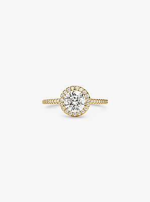 Anillo oversize tipo halo de plata de ley con chapado en metales preciosos y pav&eacute;