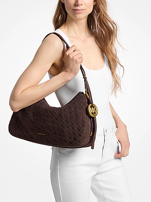Nolita Medium Hand-Woven Suede Shoulder Bag