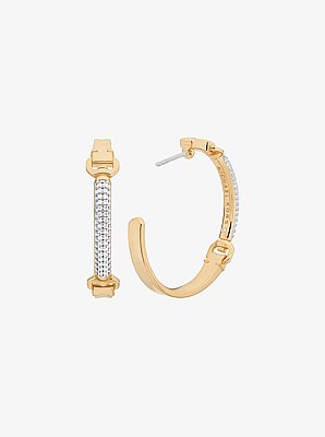 Pav&eacute; Horsebit Hoop Earrings