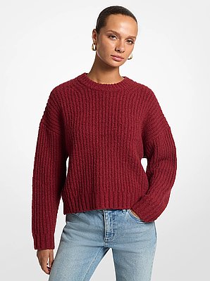 Pull c&ocirc;tel&eacute; en laine m&eacute;lang&eacute;e boucl&eacute;e