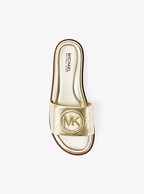 Carissa Crackled Metallic Slide Sandal
