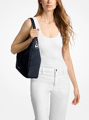 Bolso de hombro hobo Nayla mediano de gamuza