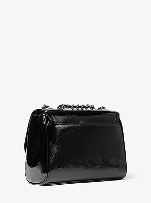Parker Medium Crinkled Patent Leather Shoulder Bag