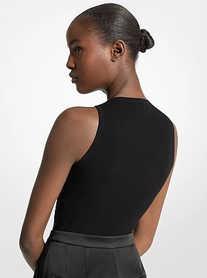 Ribbed Stretch Viscose Tank Top Bodysuit