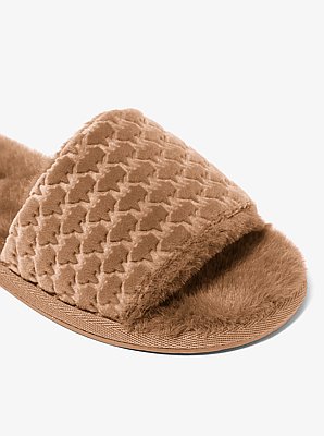 Alexis Logo Debossed Velvet Slide Sandal