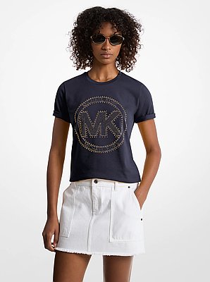 Studded Logo Charm Organic Cotton Jersey T-Shirt