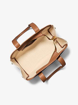 Romee Large Signature Logo and Leather Tote Bag