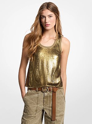 Sequined Georgette Tank Top 
