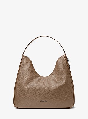 Nayla Medium Pebbled Leather Hobo Shoulder Bag in DRIFTWOOD | Michael Kors image number 0