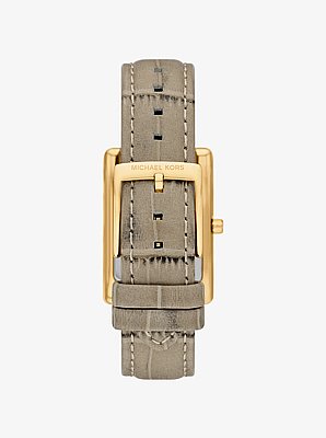 Essex Gold-Tone and Crocodile Embossed Leather Watch
