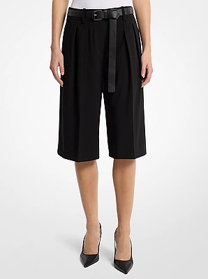 Pleated Wool Blend Trouser Shorts