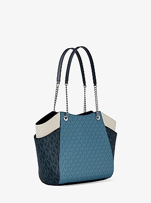 Jet Set Large Color-Block Signature Logo Shoulder Bag