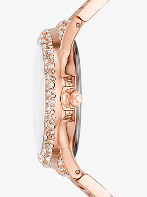 Montre Camille surdimensionn&eacute;e de ton or rose &agrave; pav&eacute;