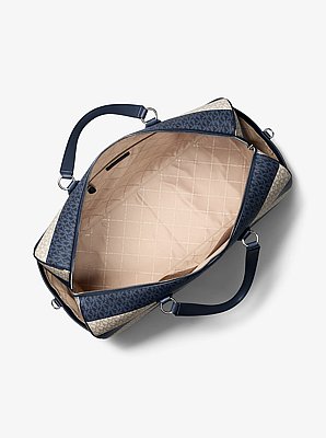 Grayson Extra-Large Striped Signature Logo Weekender Bag