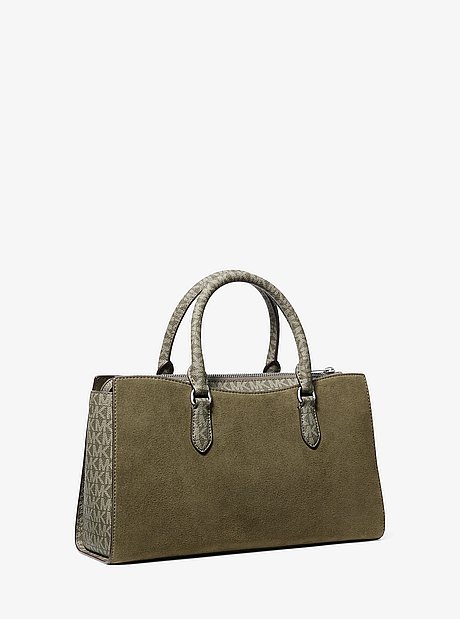 Bolso satchel Arden mediano de piel con cremallera superior con logotipo exclusivo