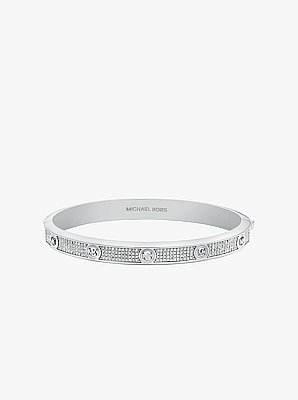 Pulsera r&iacute;gida con logotipo y detalles pav&eacute;