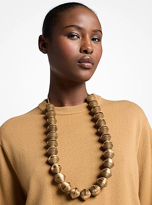Metallic Leather Beads Necklace