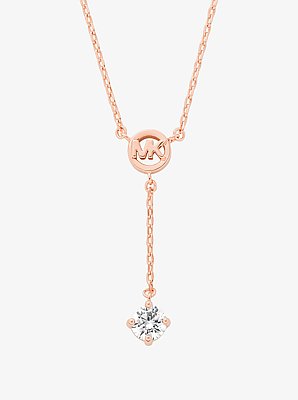 Logo Charm and Cubic Zirconia Necklace
