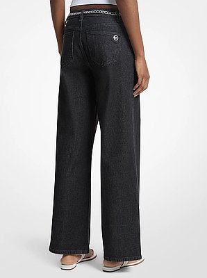 Stretch Denim Wide-Leg Jeans