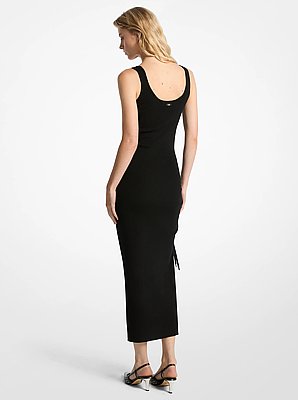 Gerafftes Tanktopkleid aus Stretch-Wollmischung