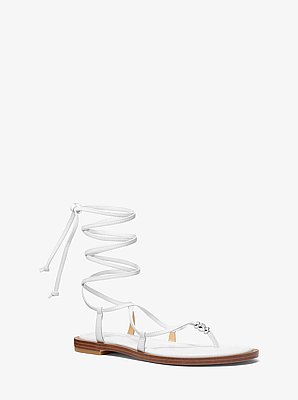Khloe Embellished Leather Lace-Up Sandal